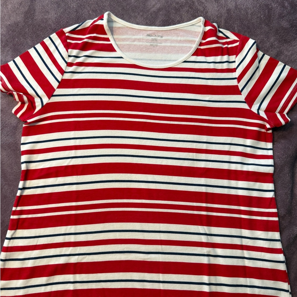 White Stag Red and White Striped Short Sleeve Tee